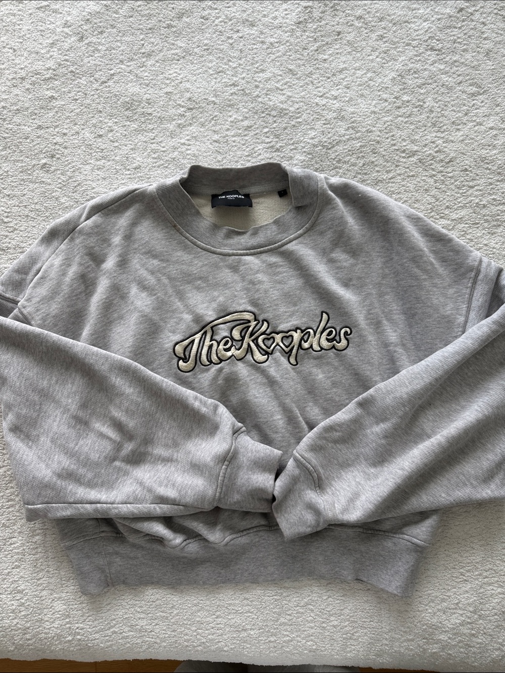 The Kooples Light Gray Crewneck Sweatshirt with Script Logo